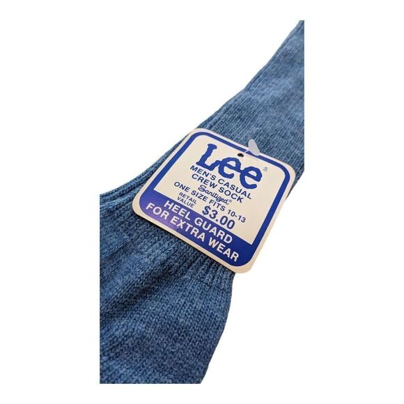 Vintage Mens Lee Casual Crew Socks Blue Size 10-13 Orlon Acrylic Nylon Sanitized - Picture 2 of 4